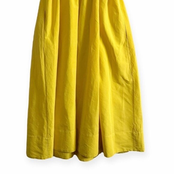 Ulla Johnson Laetitia Tie Strap Cotton & Linen Blend Midi Dress , Size 2, Yellow - Picture 8 of 16